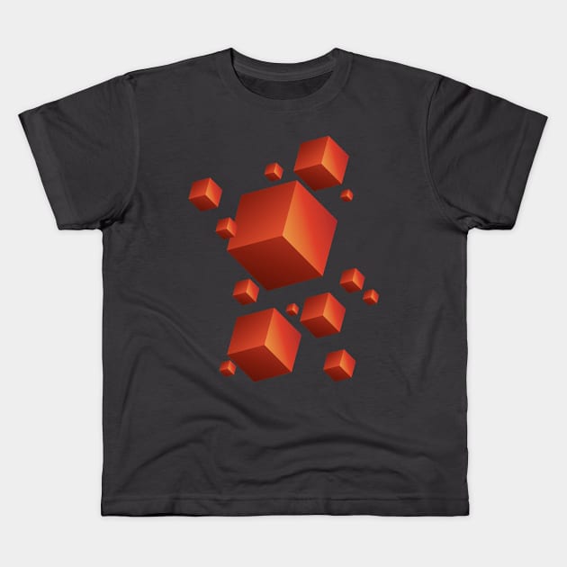 Floating Cubes red Kids T-Shirt by Studio DAVE